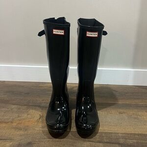 Hunter Glossy Black Rain Boots